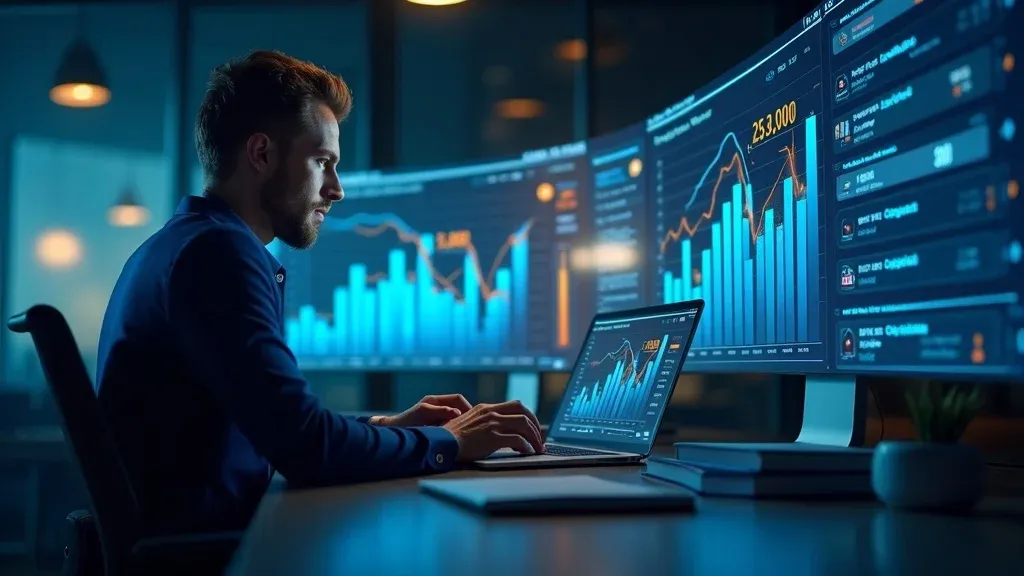 Law firm marketer analyzing inbound leads from content marketing legal services using graphical conversion funnel dashboards