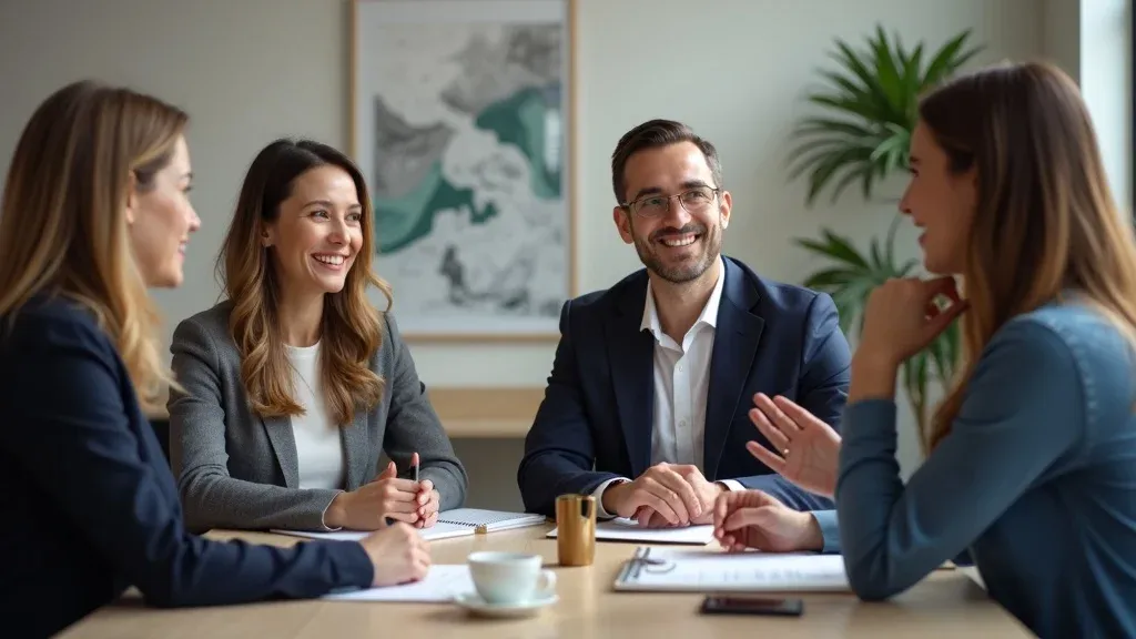 Professional writer interviewing estate planning attorney and client, capturing authentic, trust-building content for law firm marketing